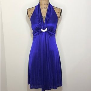 NWOT Purple Satin Halter Dress Size Medium
